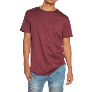 EPTM Men’s Red Long Curved Hem TShirt Size Med